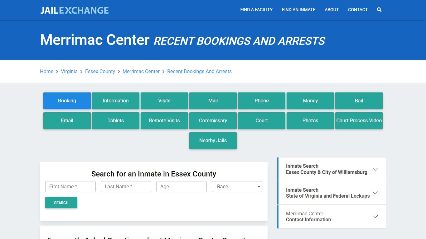 Merrimac Center Recent Bookings And Arrests - Jail Exchange