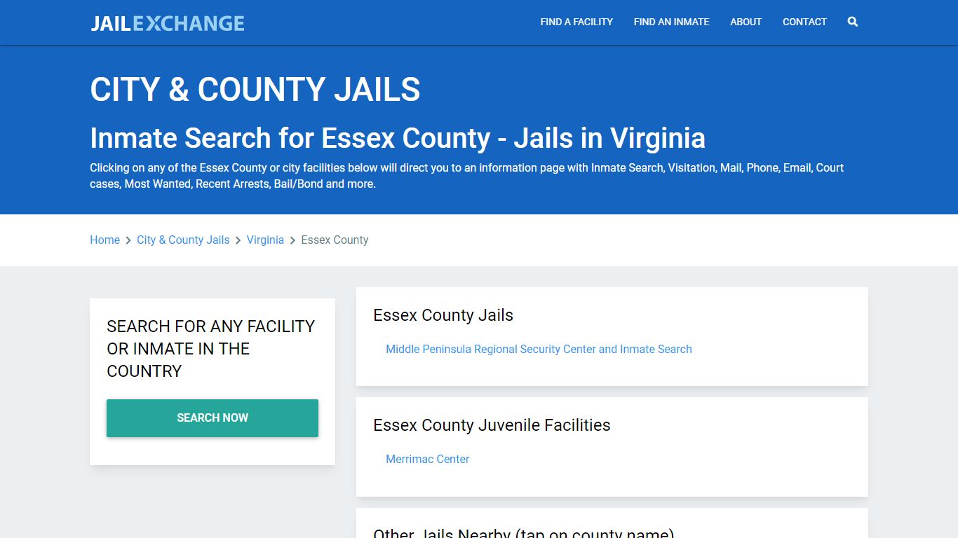 Inmate Search for Essex County | Jails in Virginia - Jail Exchange